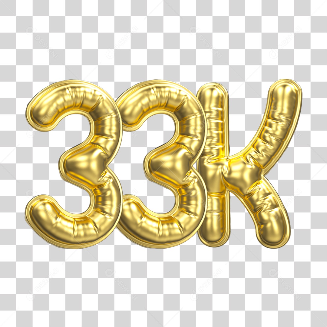 Balão Dourado 33K de Seguidores PNG Transparente