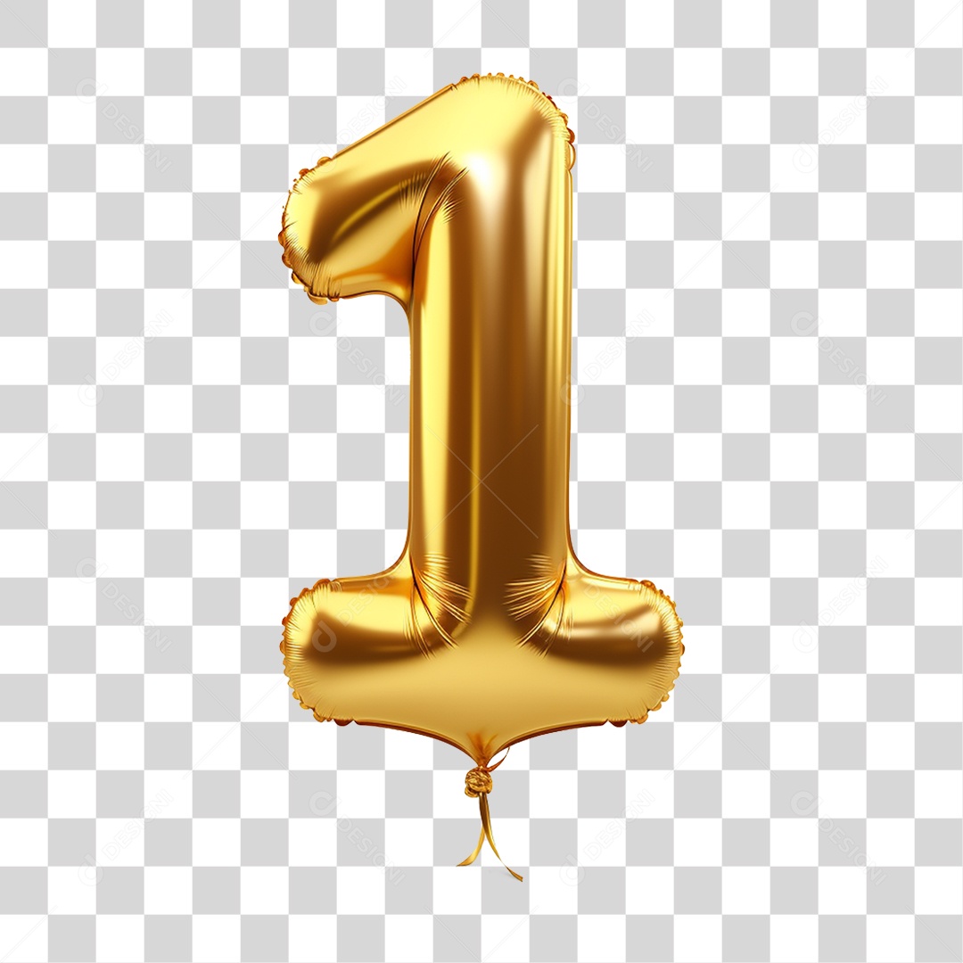 Balão de Número 1 PNG Transparente