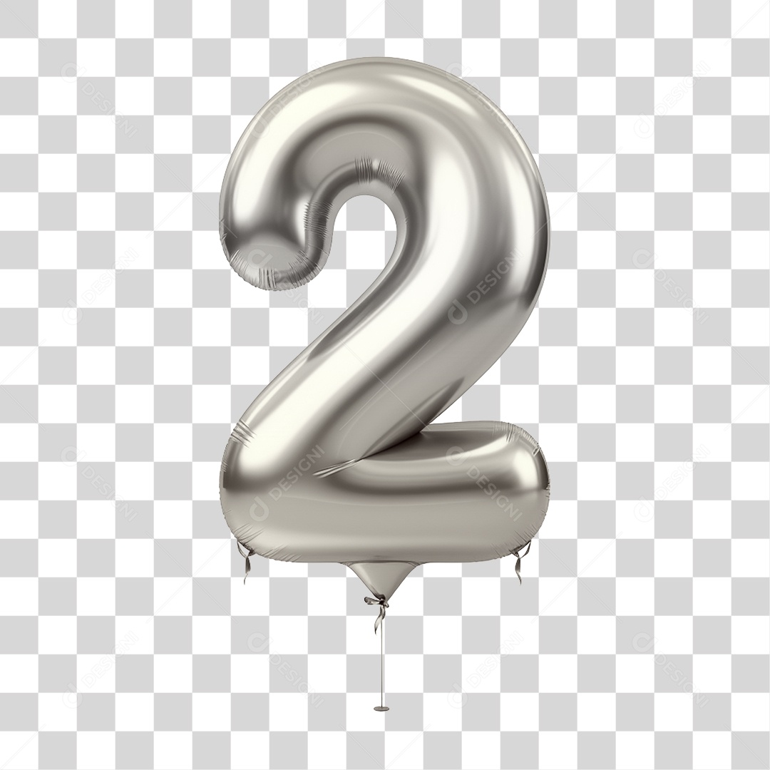 Balão de Número 2 PNG Transparente