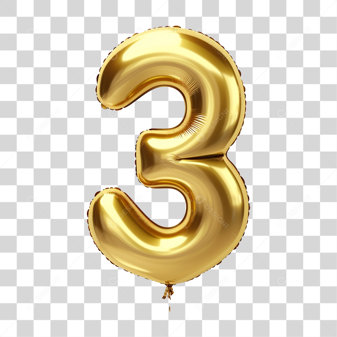 Balão de Número 3 PNG Transparente