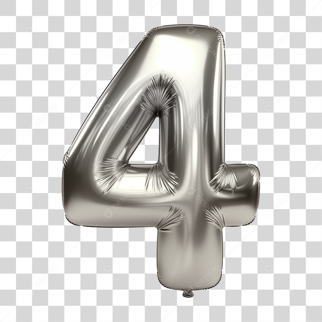 Balão de Número  4 PNG Transparente