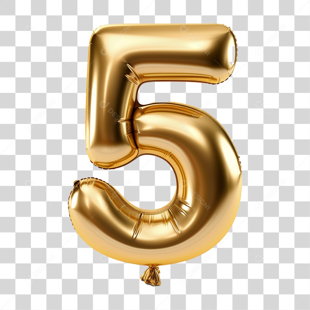 Balão de Número 5 PNG Transparente