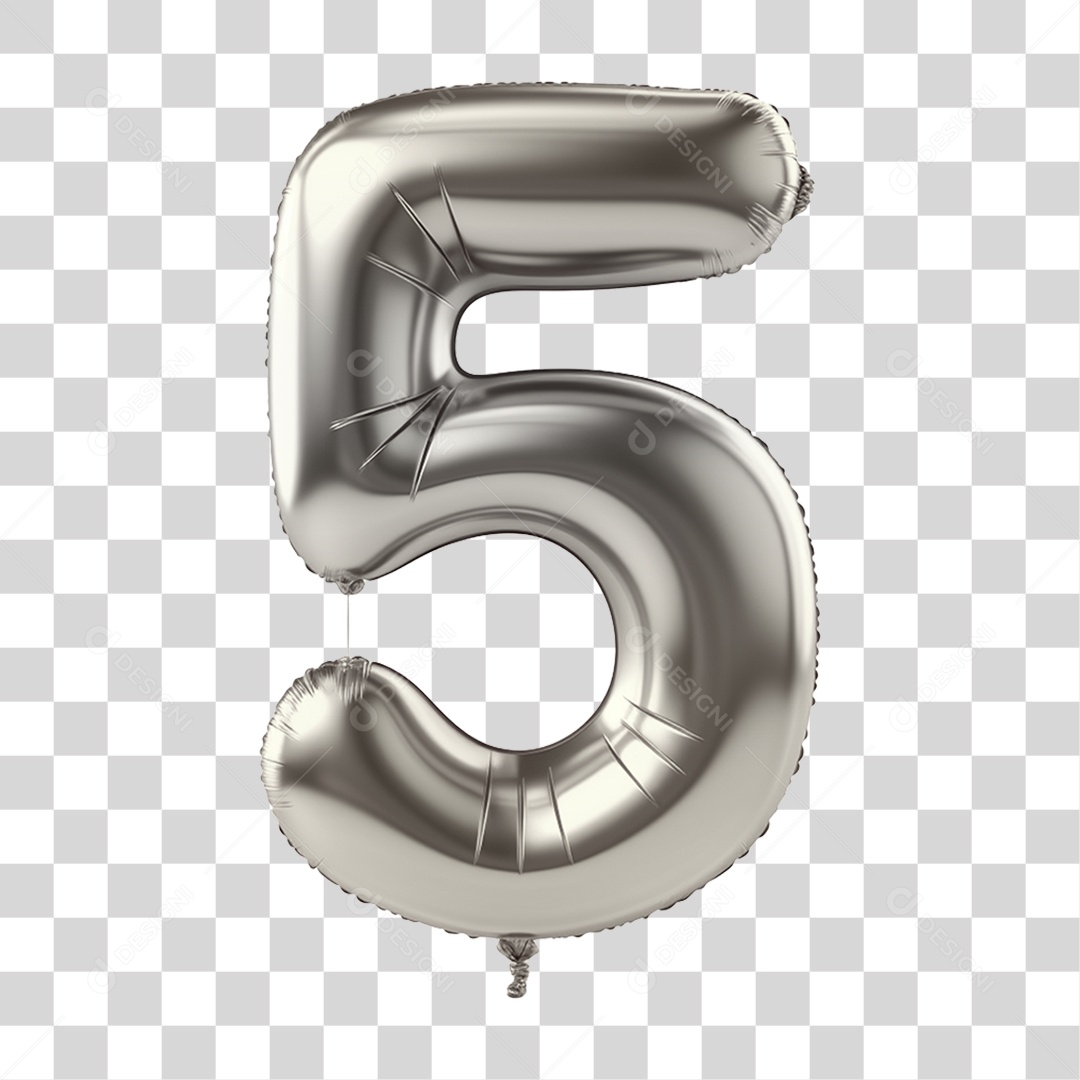 Balão de Número 5 PNG Transparente