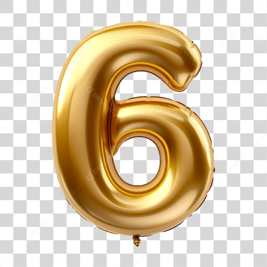 Balão de Número 6 PNG Transparente