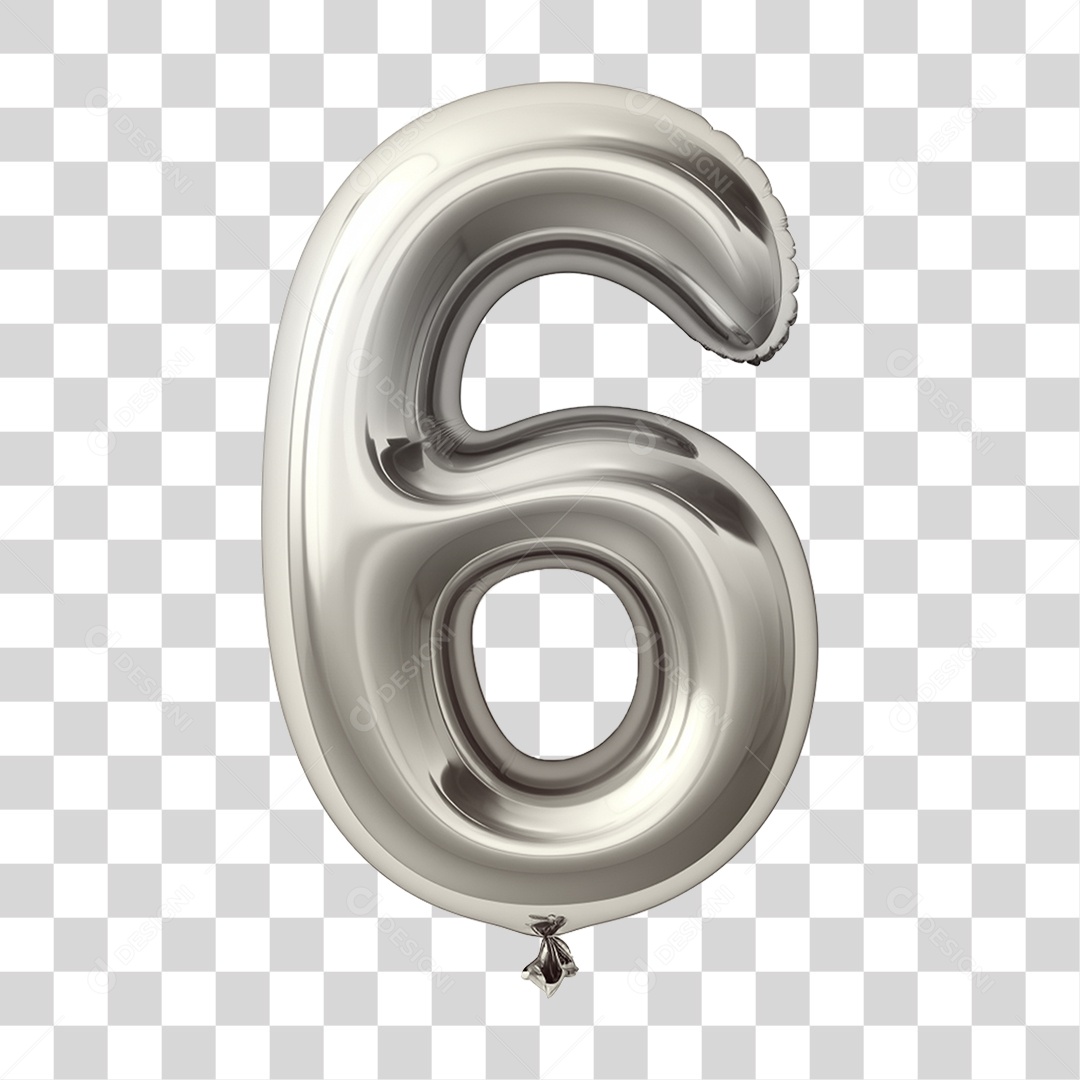 Balão de Número 6 PNG Transparente