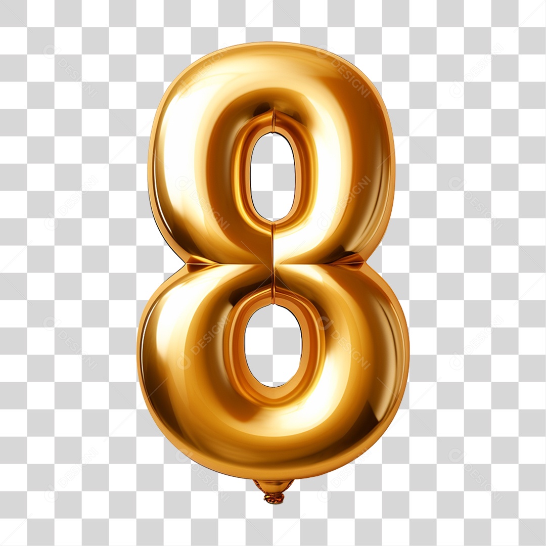 Balão de Número 8 PNG Transparente
