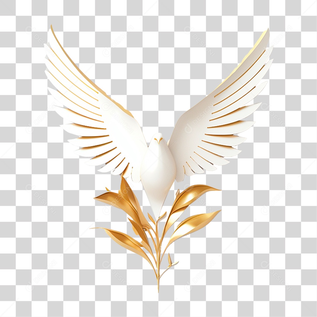 Pomba Branca com Ramo PNG Transparente