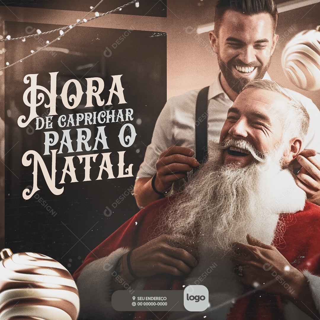 Barbearia Hora de Caprichar para o Natal  Social Media PSD Editável