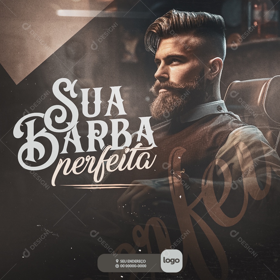Barbearia  Agenda sua Barba Perfeita Social Media PSD Editável