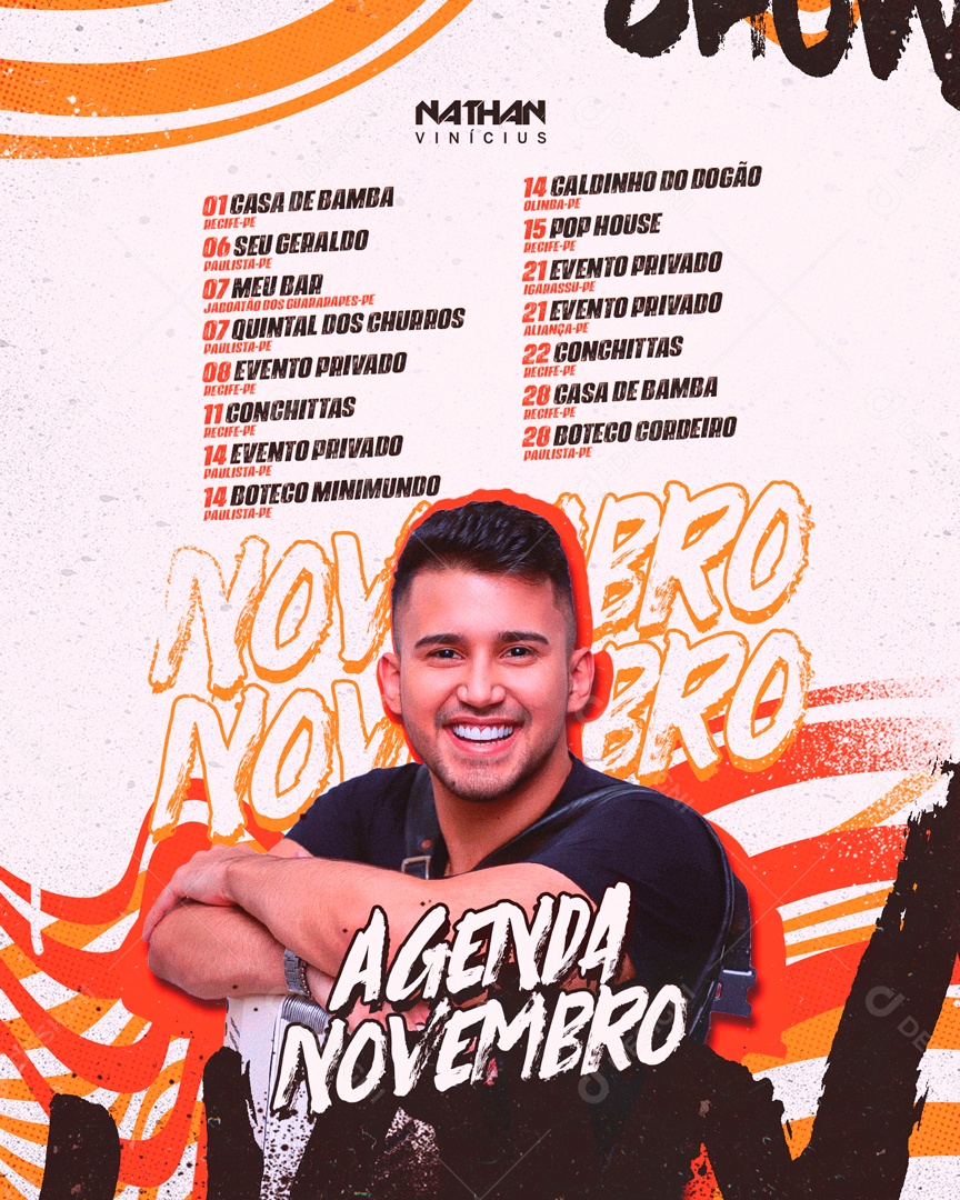 Feed Agenda Novembro Nathan Vinícius Social Media PSD Editável