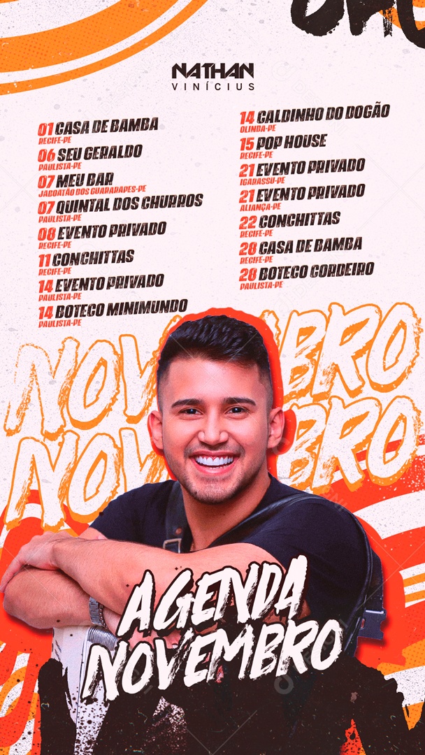 Social Media Flyer Story Agenda Novembro Nathan Vinícius PSD Editável