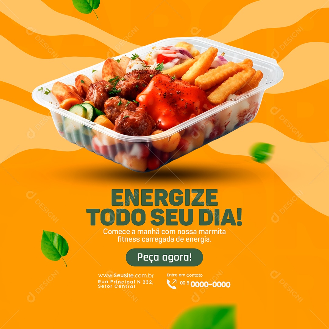 Marmitaria Restaurante Energize Todo seu Dia Come a Manhã com nossa Marmita Peça Agora Social Media PSD Editável
