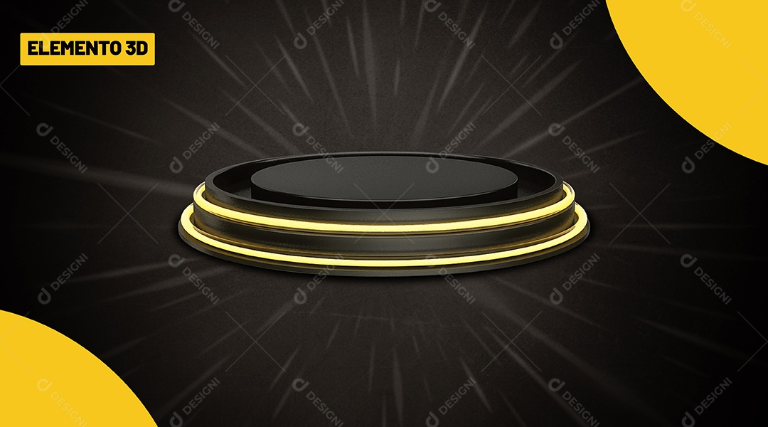 Podium LED Amarelo Elemento 3D para Composição PSD