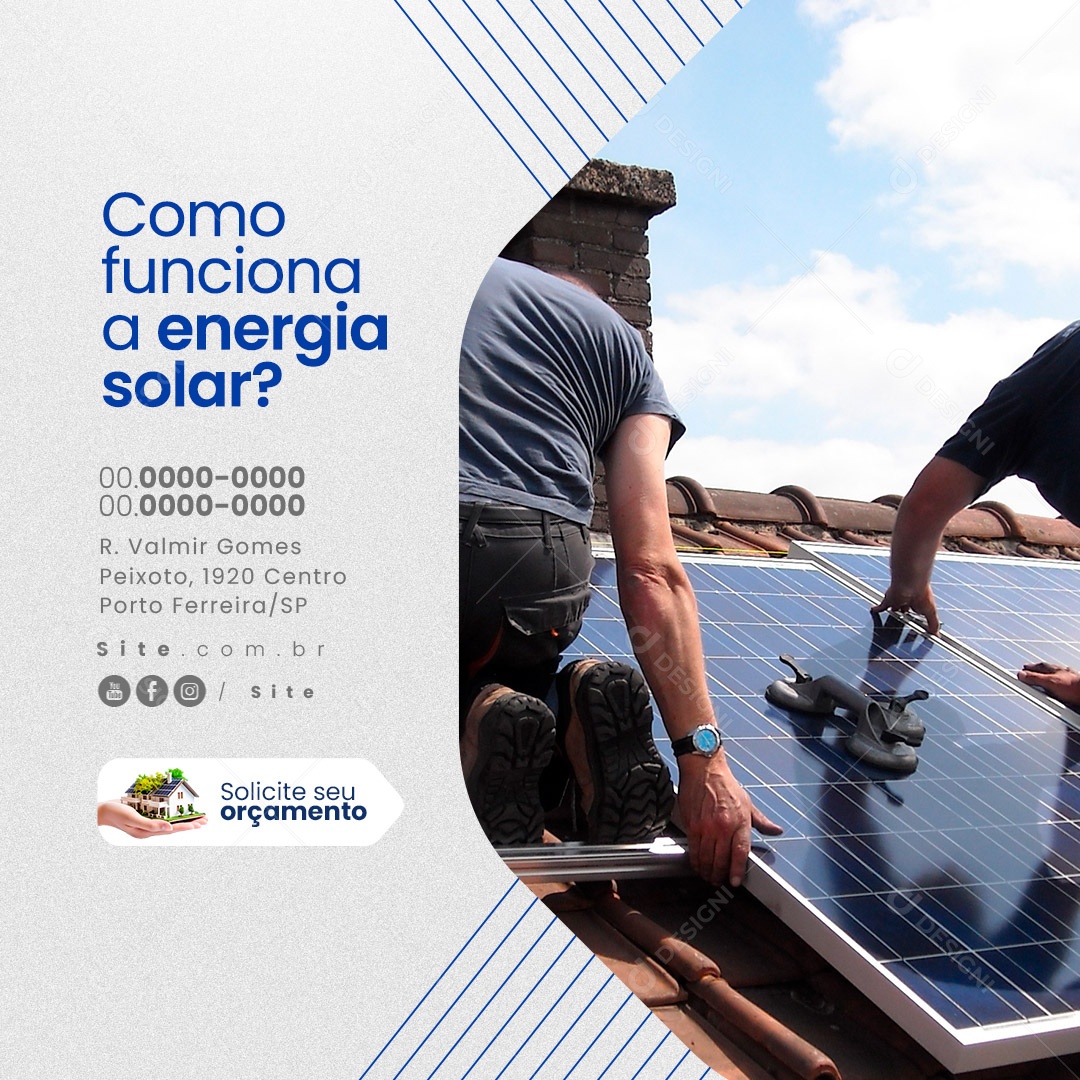 Energia Solar Como Funciona a Energia Solar Social Media PSD Editável