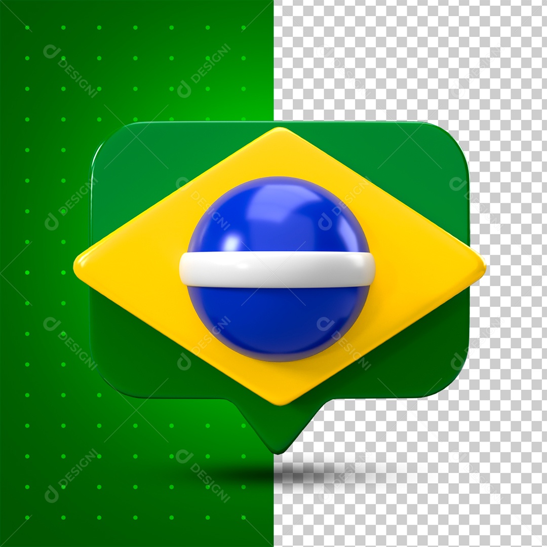 Elemento 3D Like Brasil Para Composição PSD