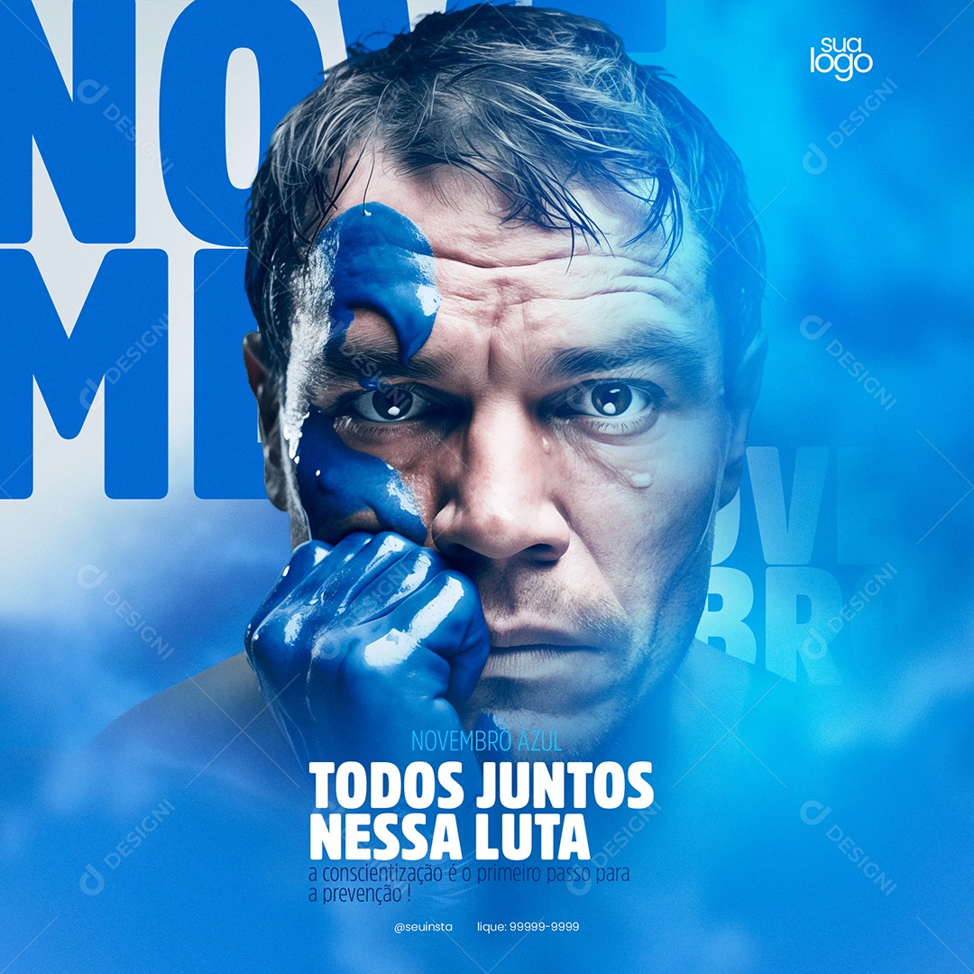 Todos Juntos Nessa Luta Novembro Azul Social Media PSD Editável