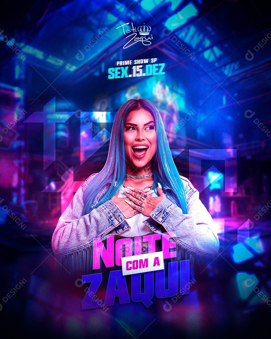 Social Media Flyer Feed Noite Com a Zaqui PSD Editável