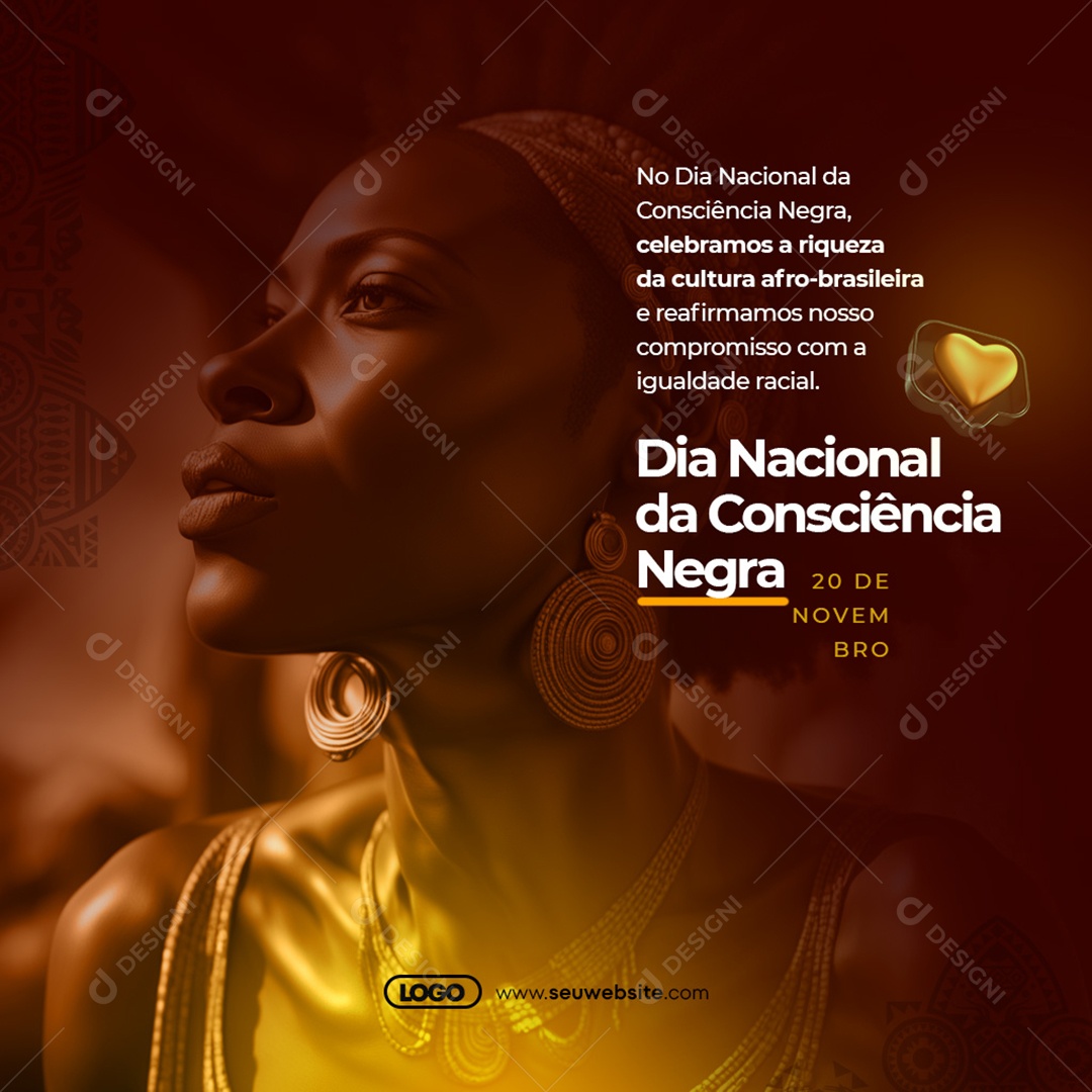 Dia Nacional da Consciência Negra Celebramos a Riqueza da Cultura Afro Brasileiro Social Media PSD Editável
