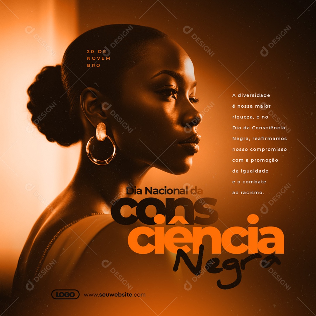Dia Nacional da Consciência Negra 20 de Novembro Social Media PSD Editável