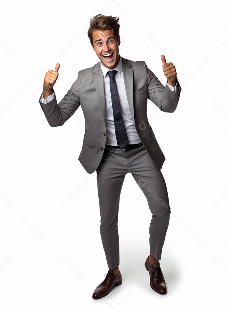 Empresário animado por causa de conquistas nos negócios