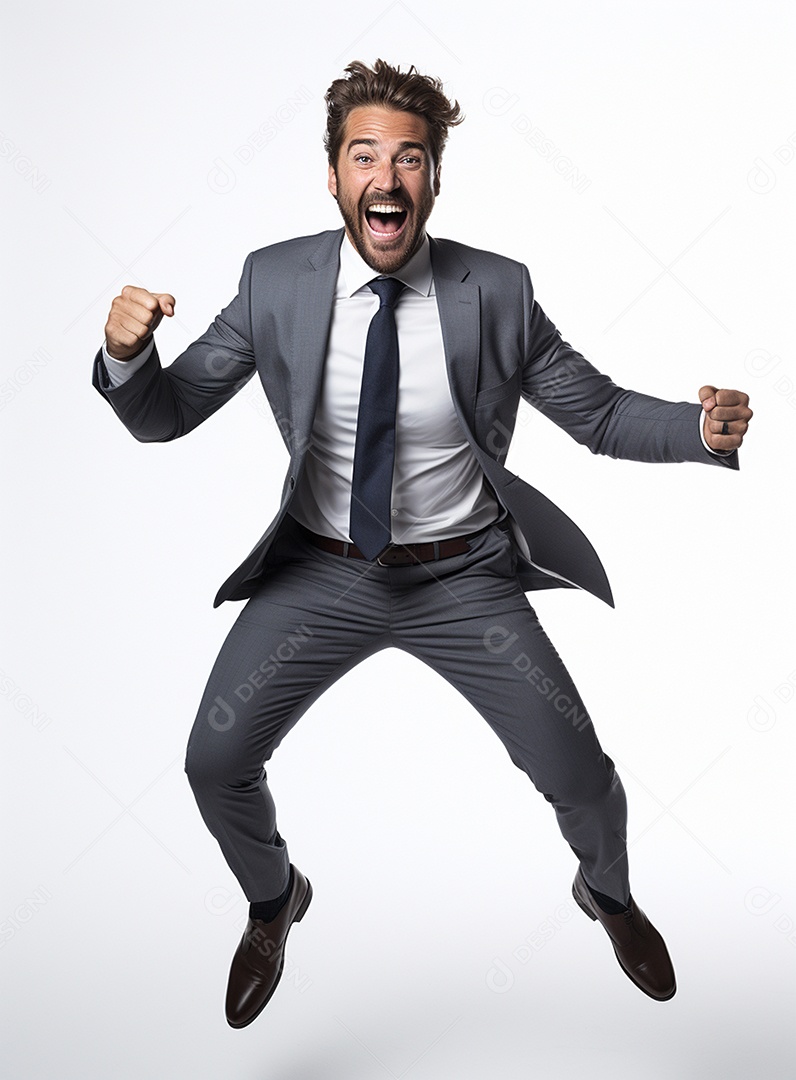 Empresário animado por causa de conquistas nos negócios