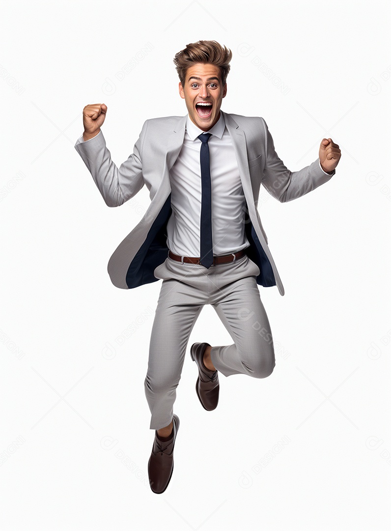 Empresário animado por causa de conquistas nos negócios