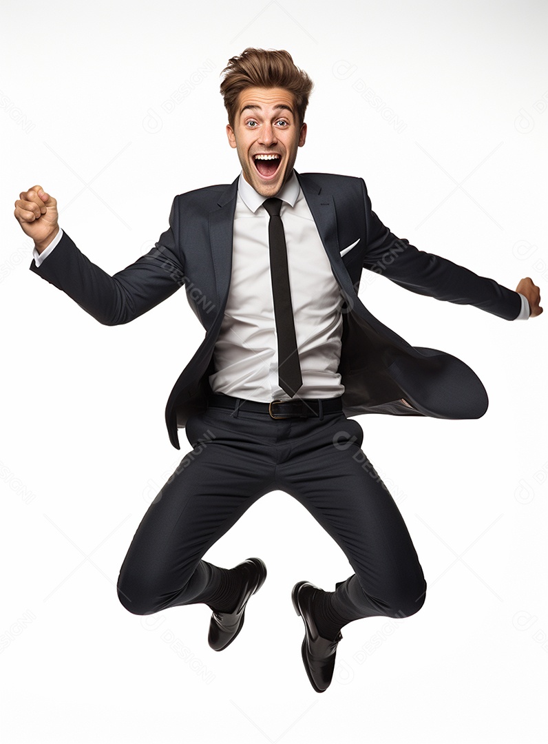 Empresário animado por causa de conquistas nos negócios