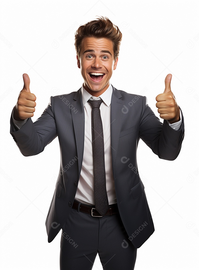 Empresário animado por causa de conquistas nos negócios