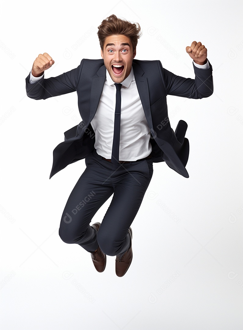 Empresário animado por causa de conquistas nos negócios