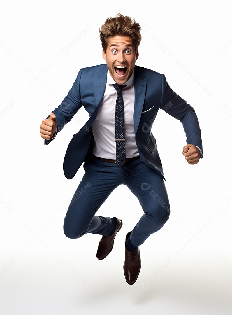 Empresário animado por causa de conquistas nos negócios