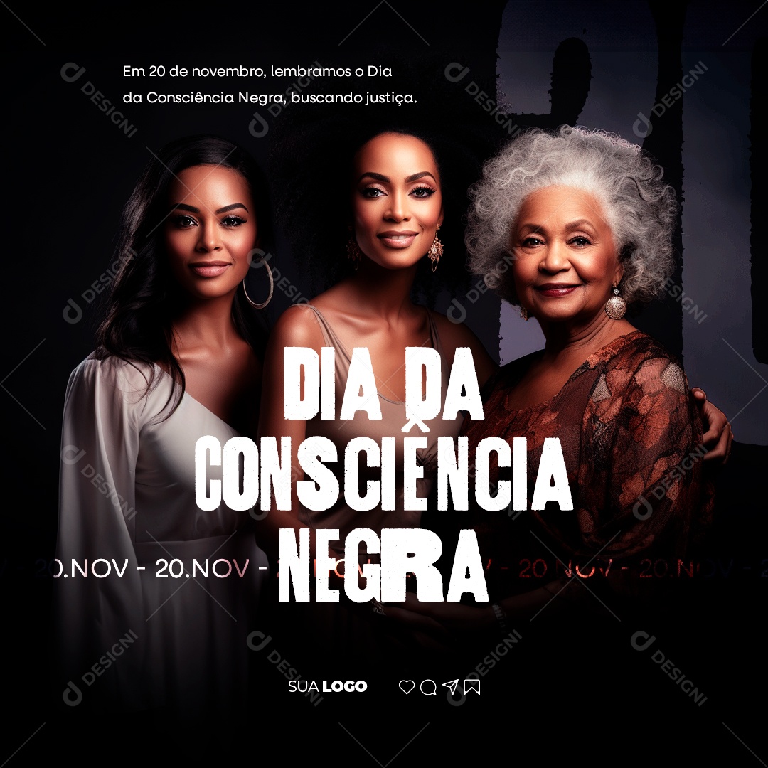 Dia da Consciência Negra 20 de Novembro Social Media PSD Editável