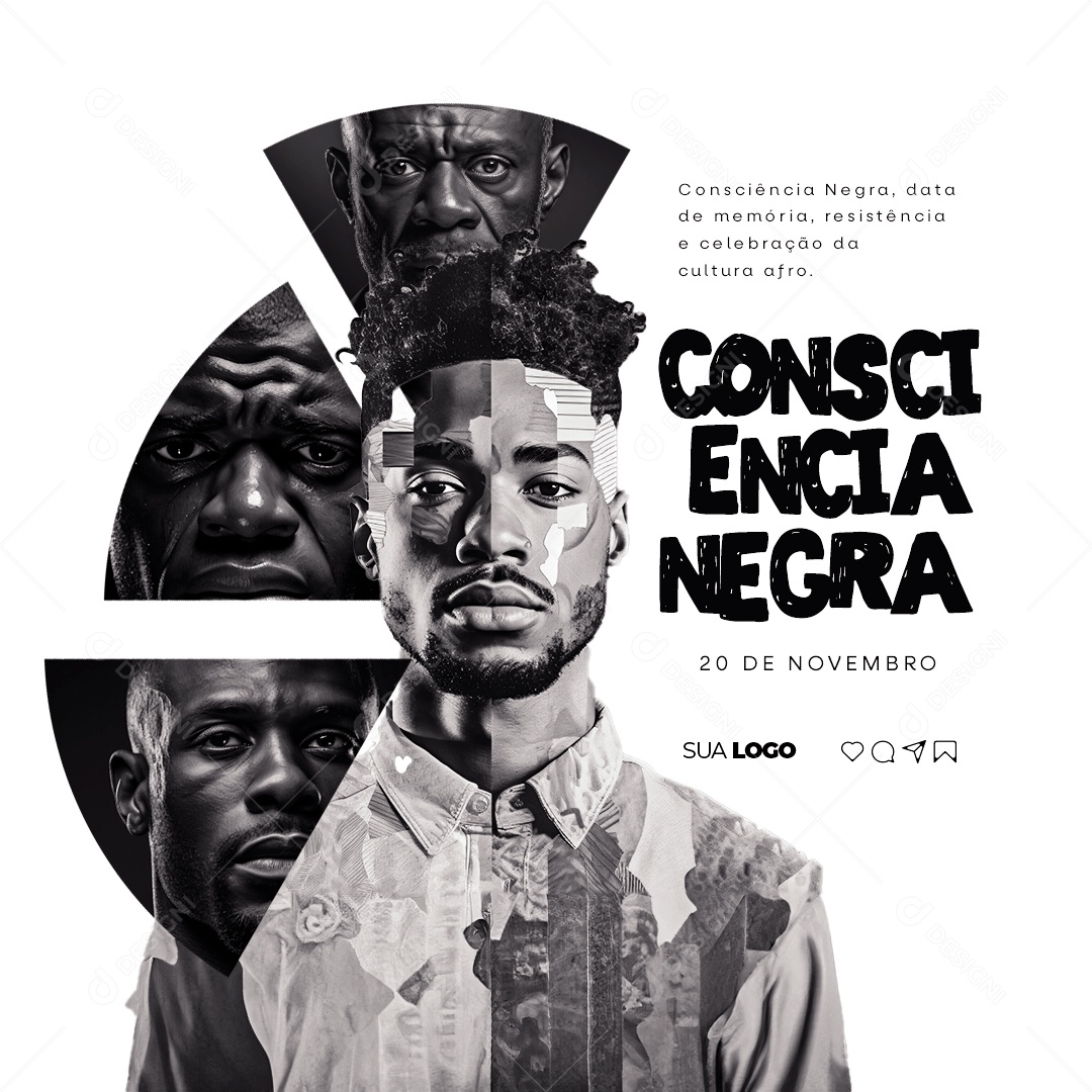Dia da Consciência Negra Data de Memória Resistência e Celebração da Cultura Afro Social Media PSD Editável