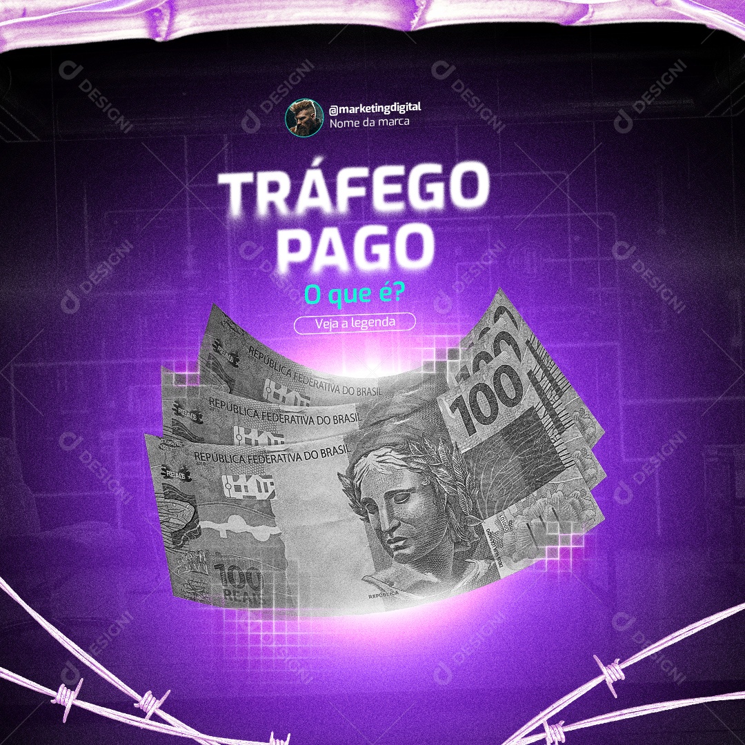 Marketing Digital Tráfego Pago O Que é Veja a Legenda Social Media PSD Editável