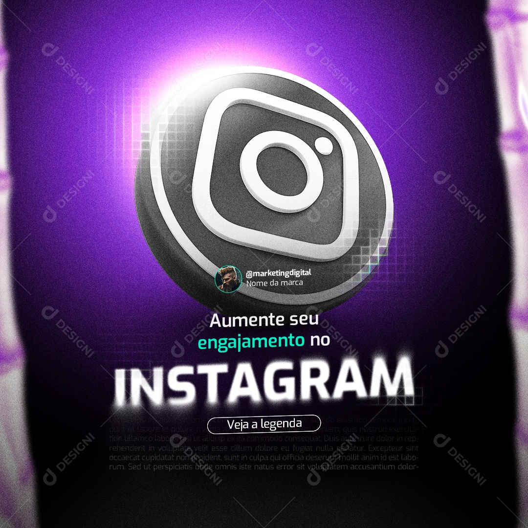 Marketing Digital Aumente seu Engajamento o Instagram Social Media PSD Editável