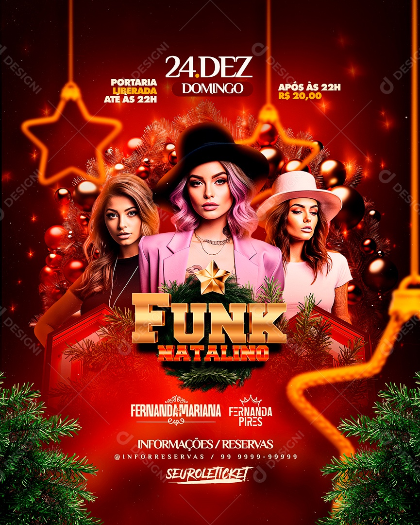 Flyer Funk Natalino Fernanda & Mariana Fernanda Pires Social Media PSD Editável