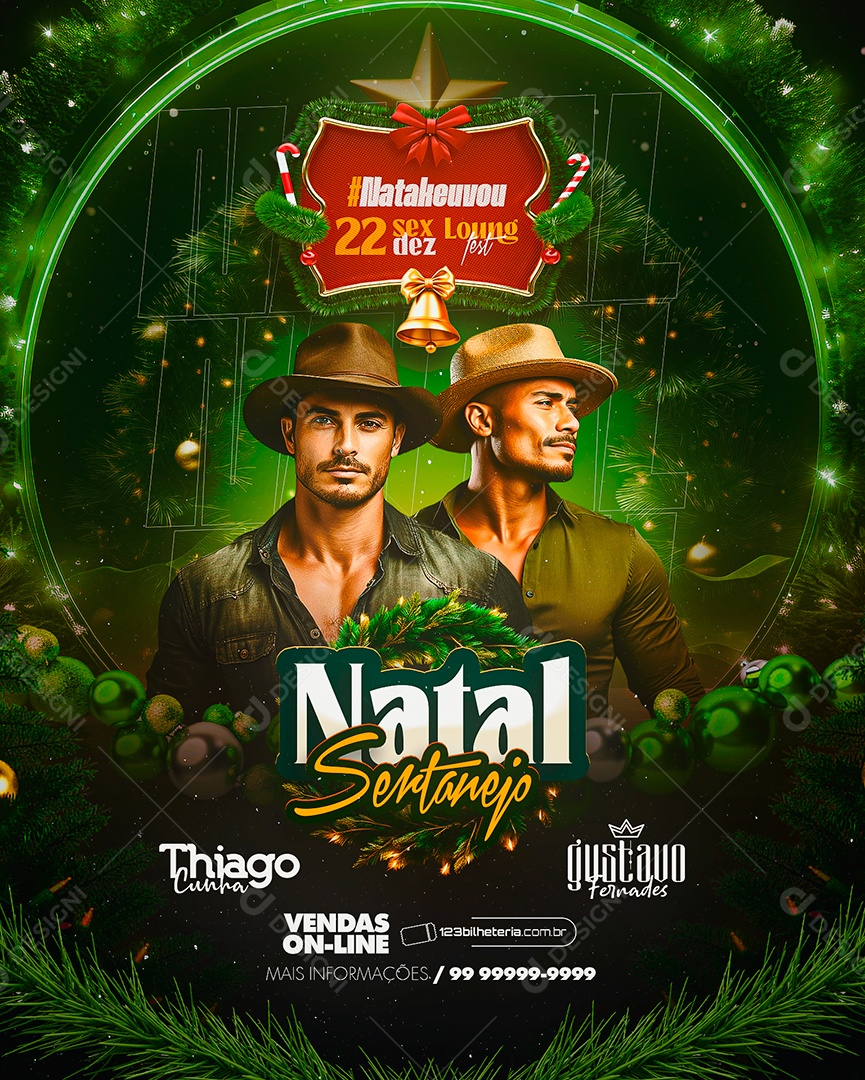 Flyer Natal Sertanejo Thiago Cunha Gustavo Fernades Social Media PSD Editável