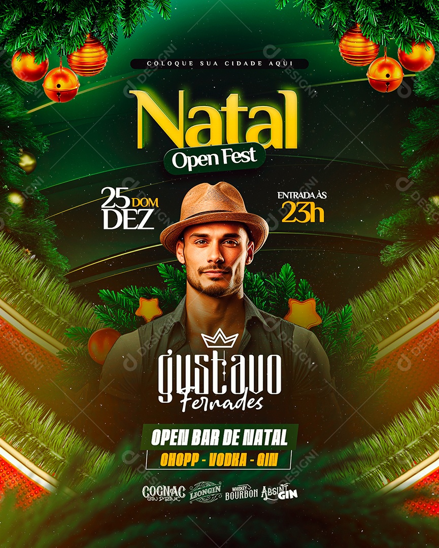 Flyer Natal Open Fest Gustavo Fernades Social Media PSD Editável