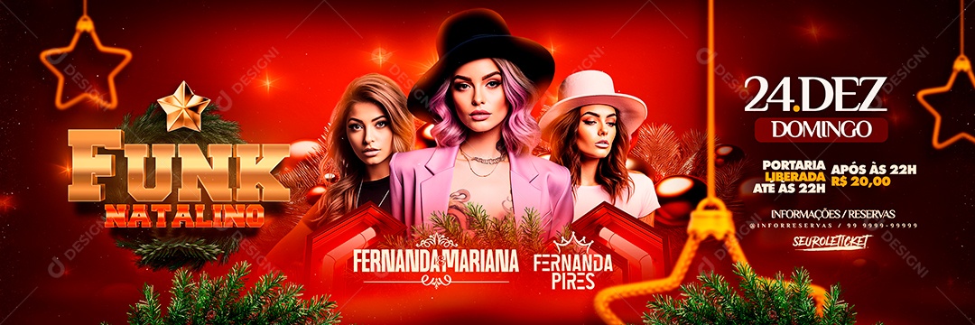 Carrossel Flyer Funk Natalino Fernanda & Mariana Fernanda Pires Social Media PSD Editável