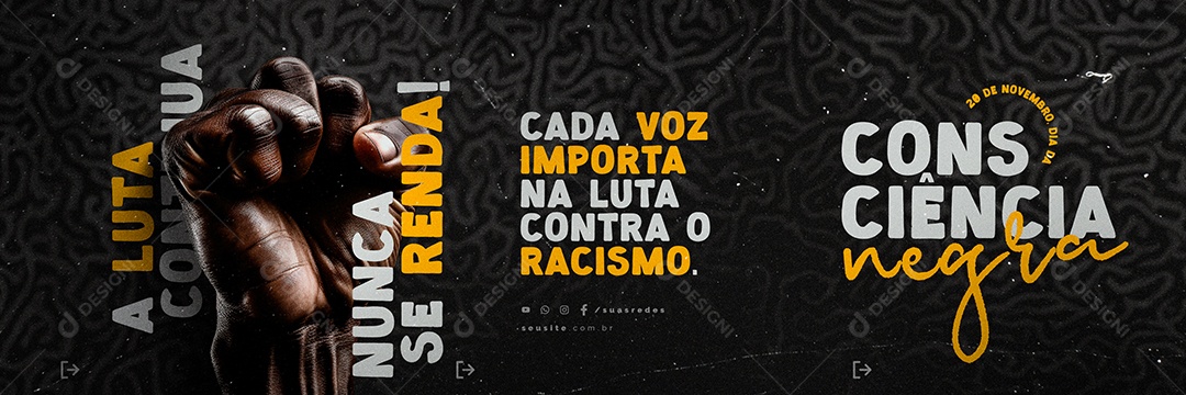 Carrossel Dia da Consciência Negra Cada Voz Importa na Luta Contra o Racismo Social Media PSD Editável