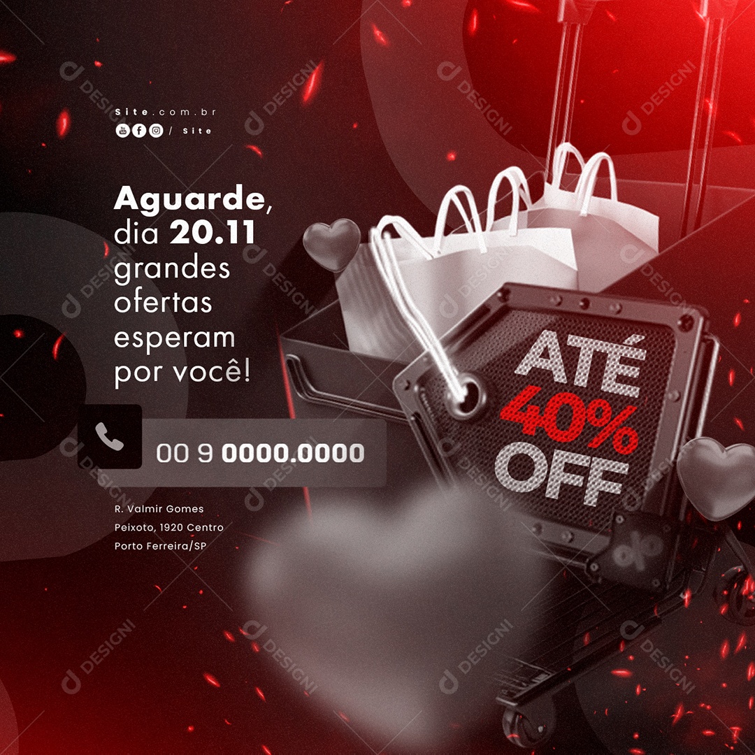 Loja Aguarde Grandes Ofertas Esperam por Você Até 40% Off Black Friday Social Media PSD Editável