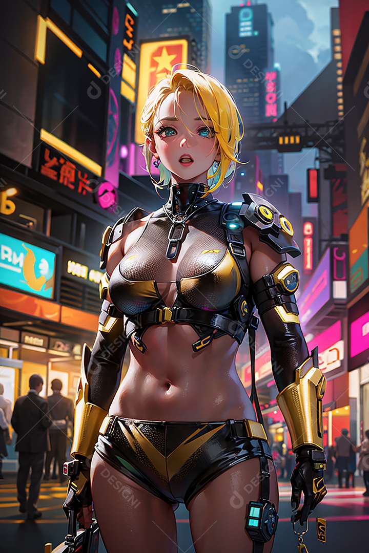 Anime pastel sonho menina futurista modelo adulto ação posando