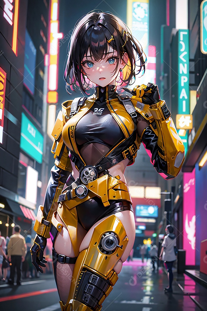 Anime pastel sonho menina futurista modelo adulto ação posando