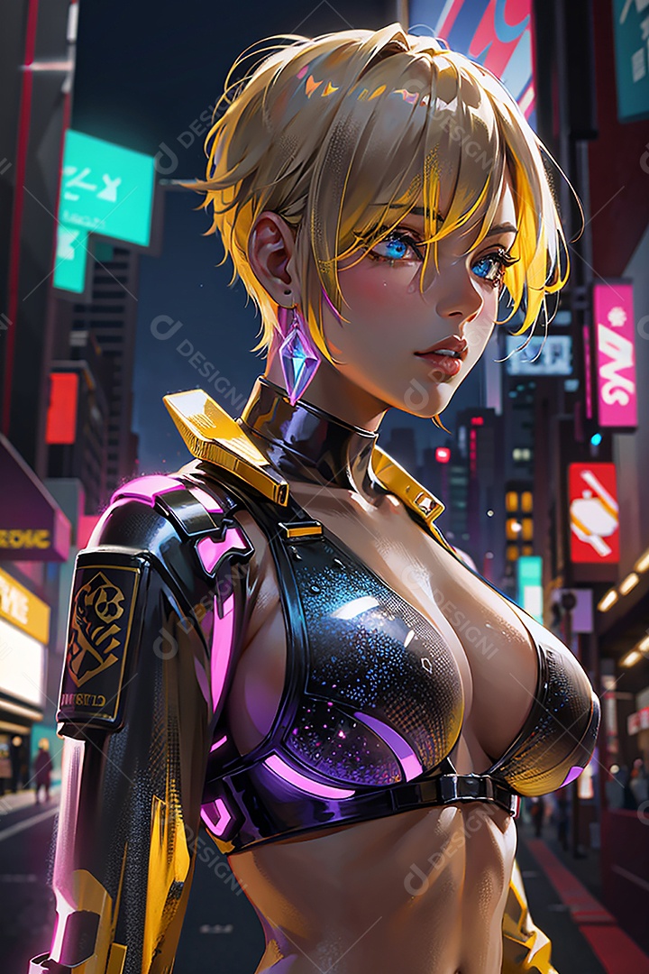 Anime pastel sonho menina futurista modelo adulto ação posando