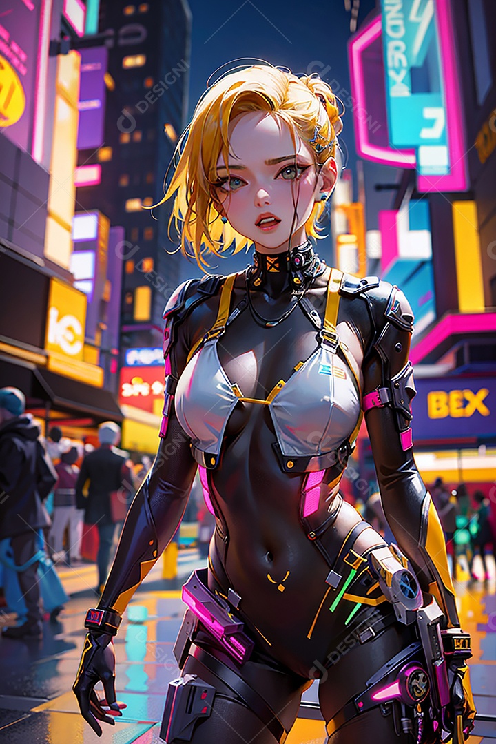 Anime pastel sonho menina futurista modelo adulto ação posando