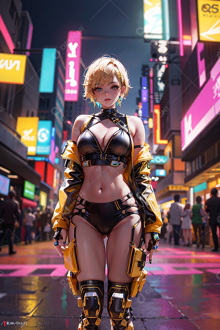 Anime pastel sonho menina futurista modelo adulto ação posando