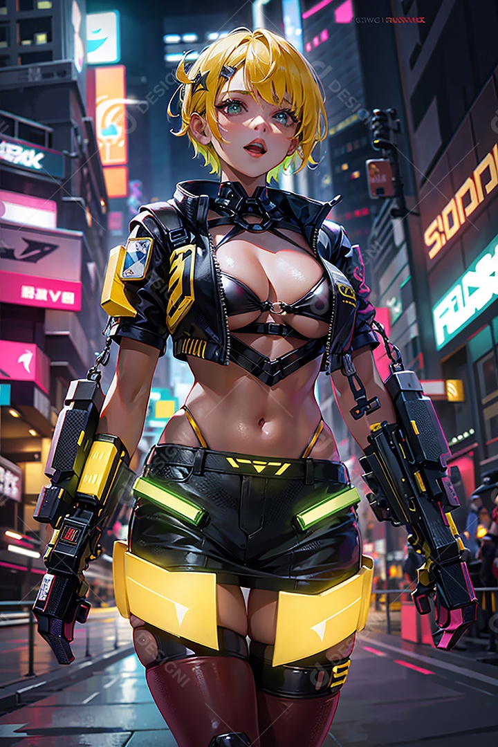 Anime pastel sonho menina futurista modelo adulto ação posando