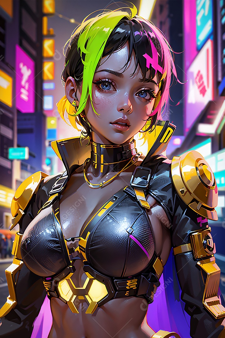 Anime pastel sonho menina futurista modelo adulto ação posando