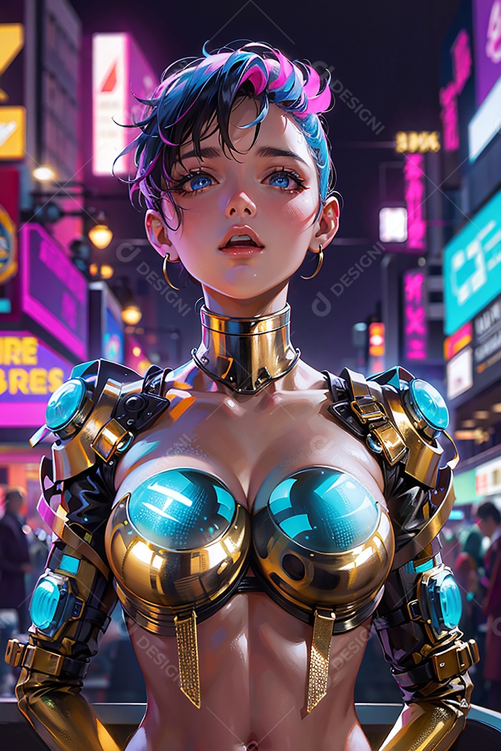 Anime pastel sonho menina futurista modelo adulto ação posando