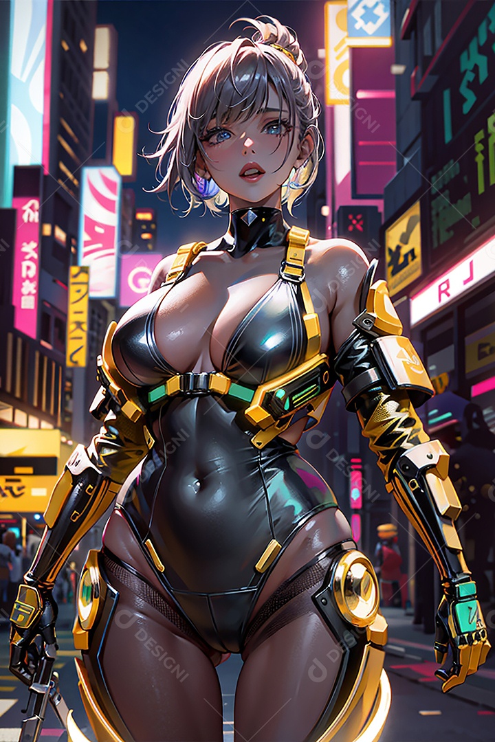 Anime pastel sonho menina futurista modelo adulto ação posando