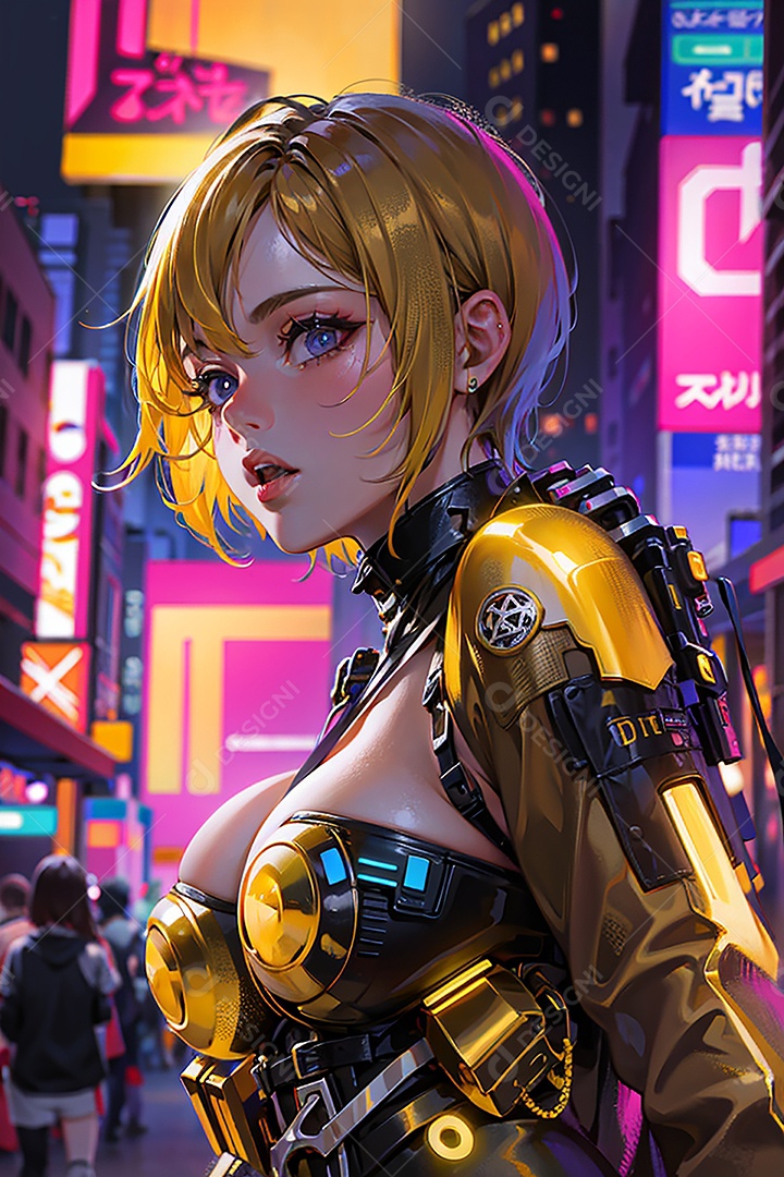 Anime pastel sonho menina futurista modelo adulto ação posando